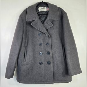 VINTAGE SCHOTT NYC U.S 740N LONG WOOL BLEND PEA COAT.